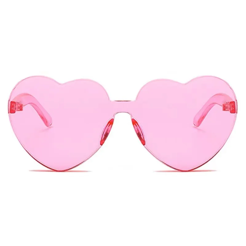 

THREE HIPPOS 2021 Newest Fashion Heart Shape Thin Rimless Candy Color Sunglasses Women Men Eyewear Shade Sun Glasses Wholesale