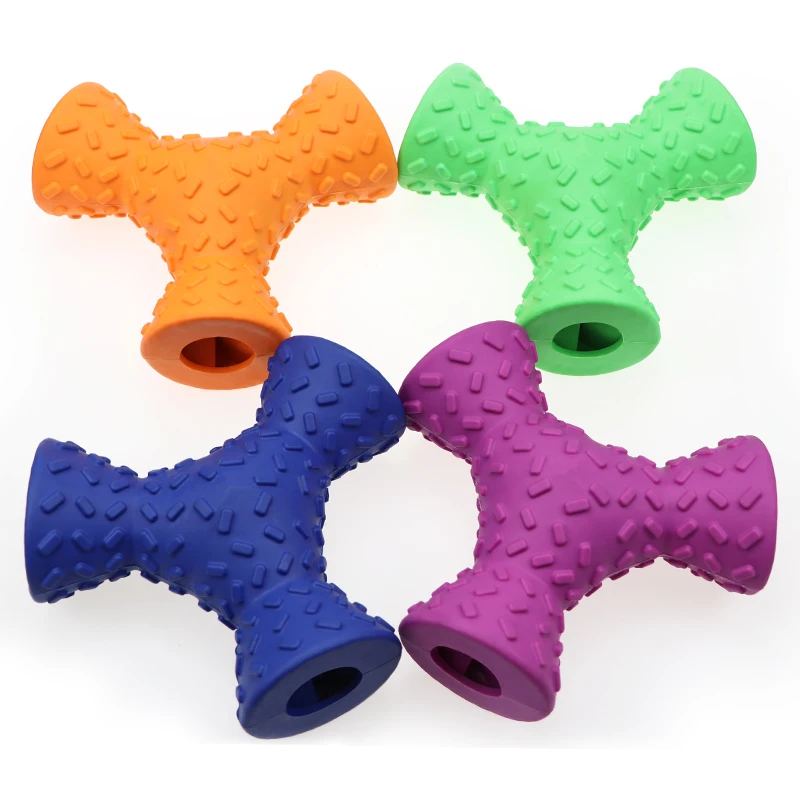 
OEM/ODM Pet Toys Rubber indestructible dog toys Three-sided dog food chewing toys 