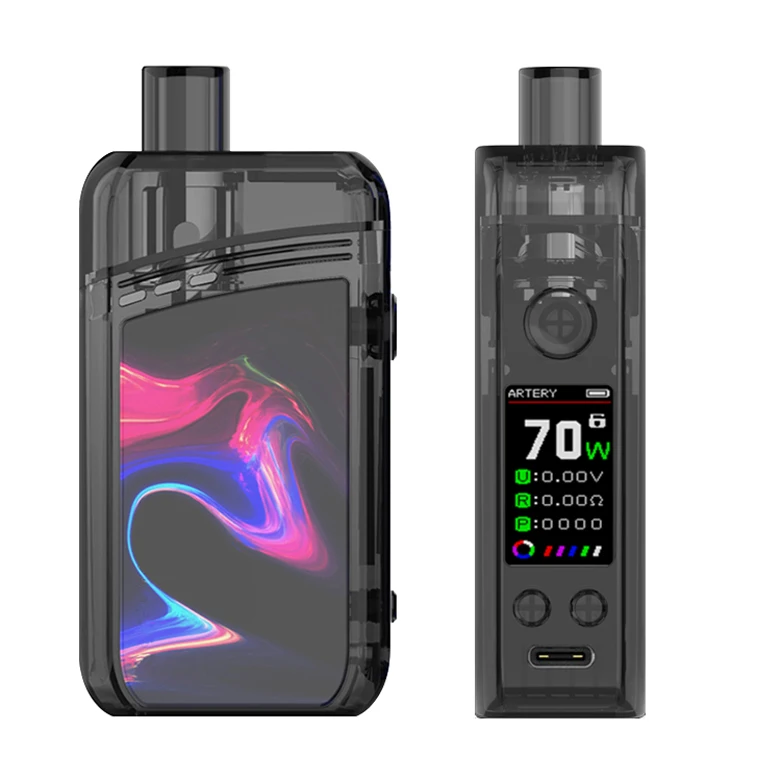 

CBD Vape Kit 70W Battery Mod Pod Vape Tank Top Refillable electronic cigarette, Black
