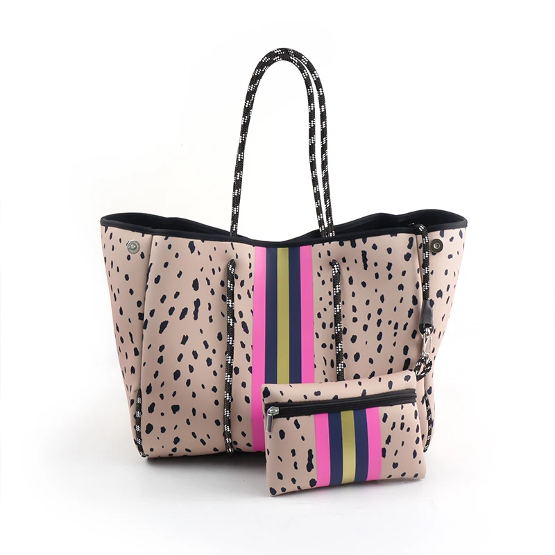 

2021 Wholesale Women Tote Handbag New Style Colorful Neoprene Beach Bag, Sample or customized