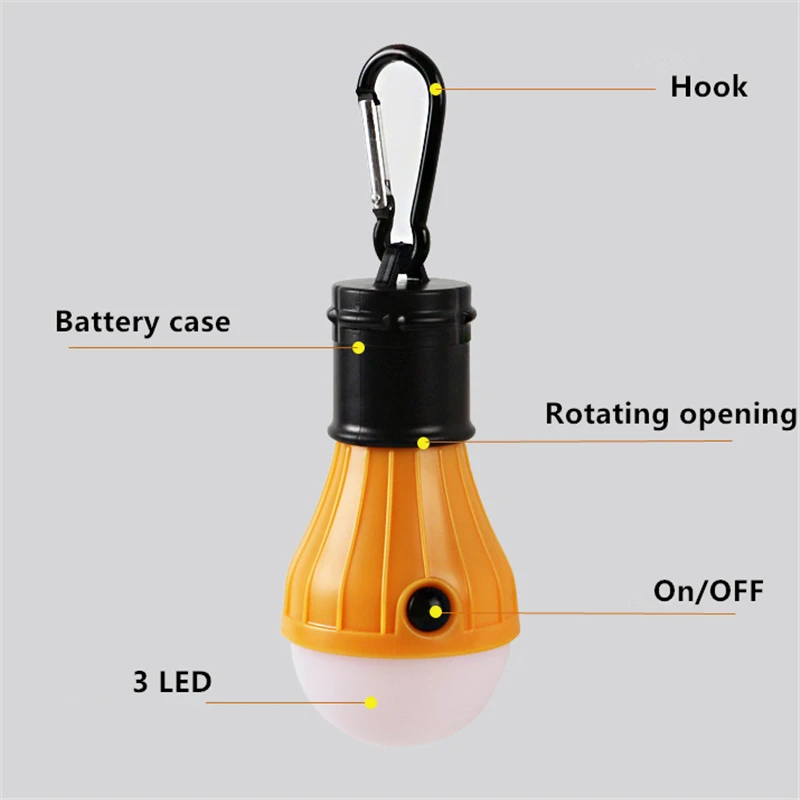 Mini Portable Lighting Lantern Tent Light LED Bulb Emergency Lamp Waterproof Hanging Hook Flashlight Camping Light 4pcs/lot