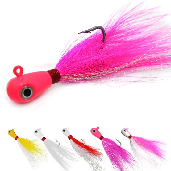 

14g 28g Sea fishing deer hair peche mouche fly fishing flies bucktail jigging lures bucktail jig head bait, 5 colors