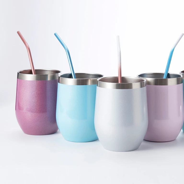 

In stock 12oz Vacuum Insulated Tumbler Cup Double Wall 18/8 Stainless Steel Tumbler Wine Cups, White/pink/blue