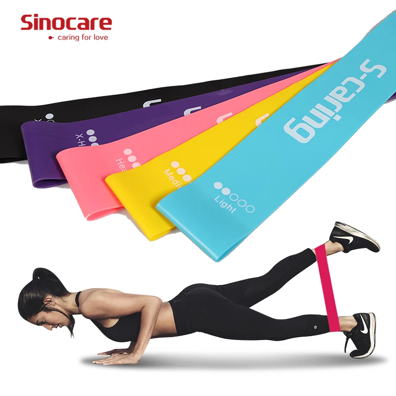 

SINOCARE Elastic Exercise Fabric Nude Bungee Resistance Bands Home Fitness Anti Slip Pilates Peach Print Resistance Band Set, Customized colors