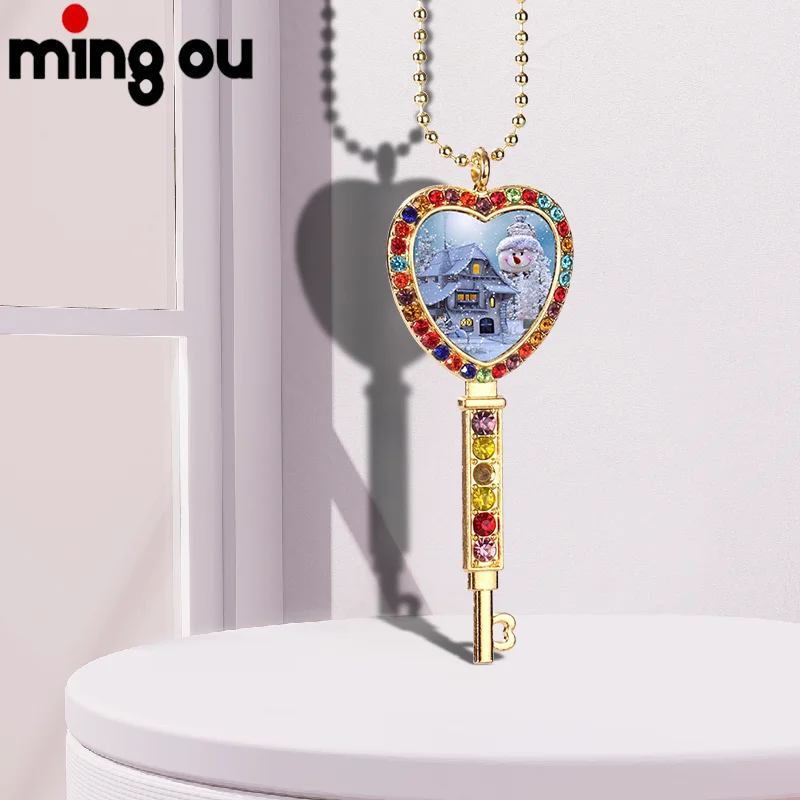 

Sublimation Photo Necklace Pendant DIY Jewelry Heart Shape Rhinestone Key Necklaces