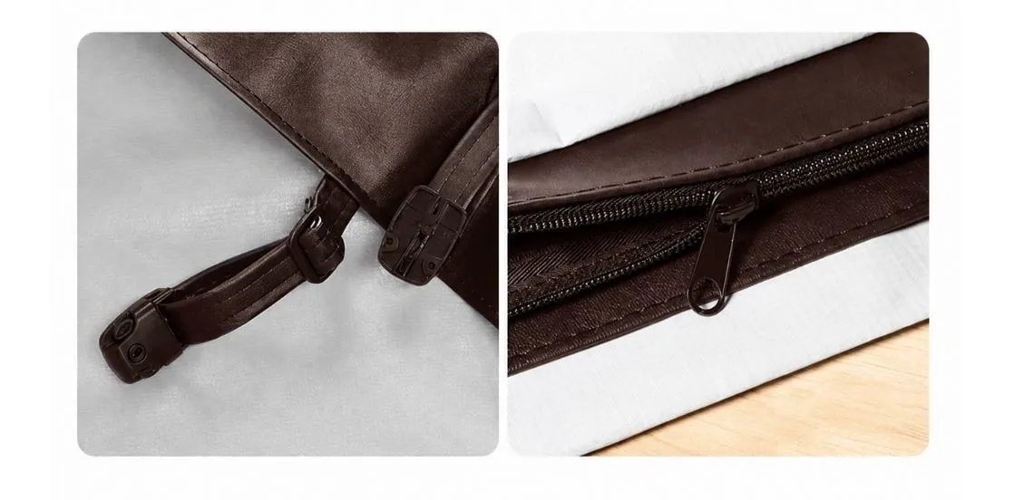 Spa cover reinforcement area showing bar-tack stitching zipper and strap attachment detail