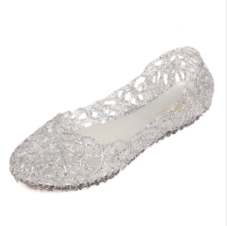 

Wholesale price fashion summer breathable textured crystal staycation plastic jelly shoes