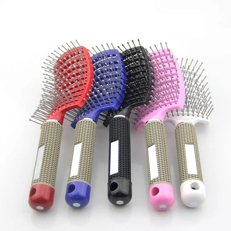 

Women Hair Scalp Massage Comb Bristle Nylon Hairbrush Curly Detangle Hair Brush For Salon Hairdressing Tools, White black pink blue red