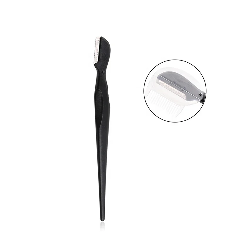 

Private Label Safety Round Black Eyebrow Trimmer Razor With Plastic Cover