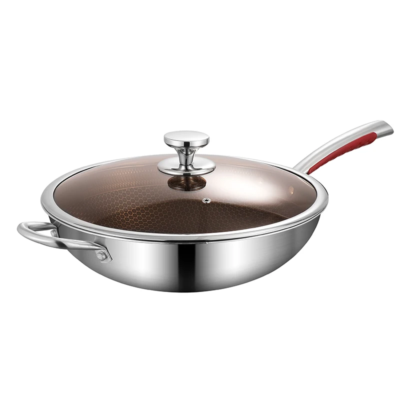 Get 316 stainless steel double-sided full screen frying pan with honeycomb  cover 34C Delivered
