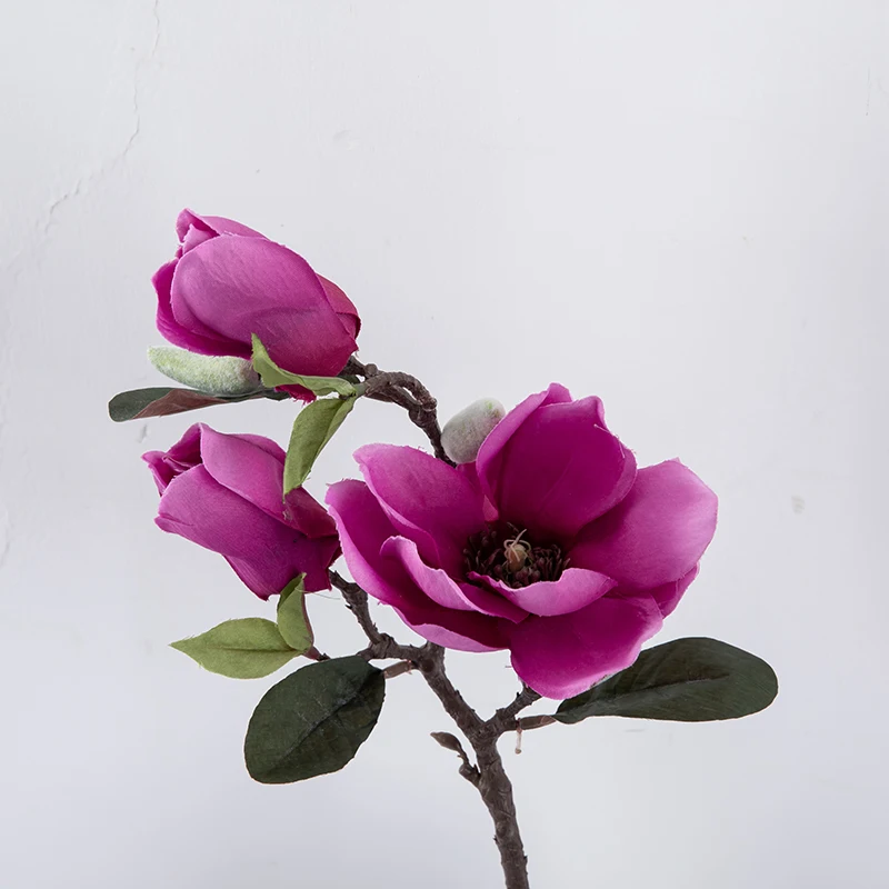 

57cm Real Touch Artificial Magnolia Flowers For Home Diy Bouquet Wedding Floral Arrangement Decor Centerpiece Flower