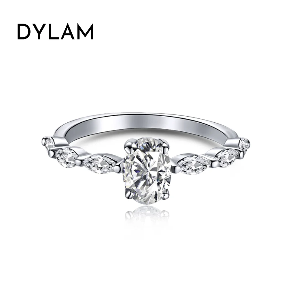 

Dylam trendy style 925 Sterling Silver Ring High Polish Cubic Zirconia oval diamond Tarnish Resistant Comfort Fit Ring