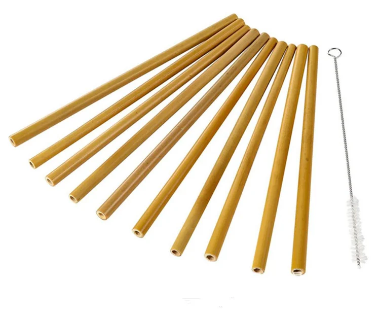 

Amazon Hotselling Eco Friendly High Quality 100% Natural Customized LOGO Organic Bamboo Straw for Drinking with Cleaning Brush