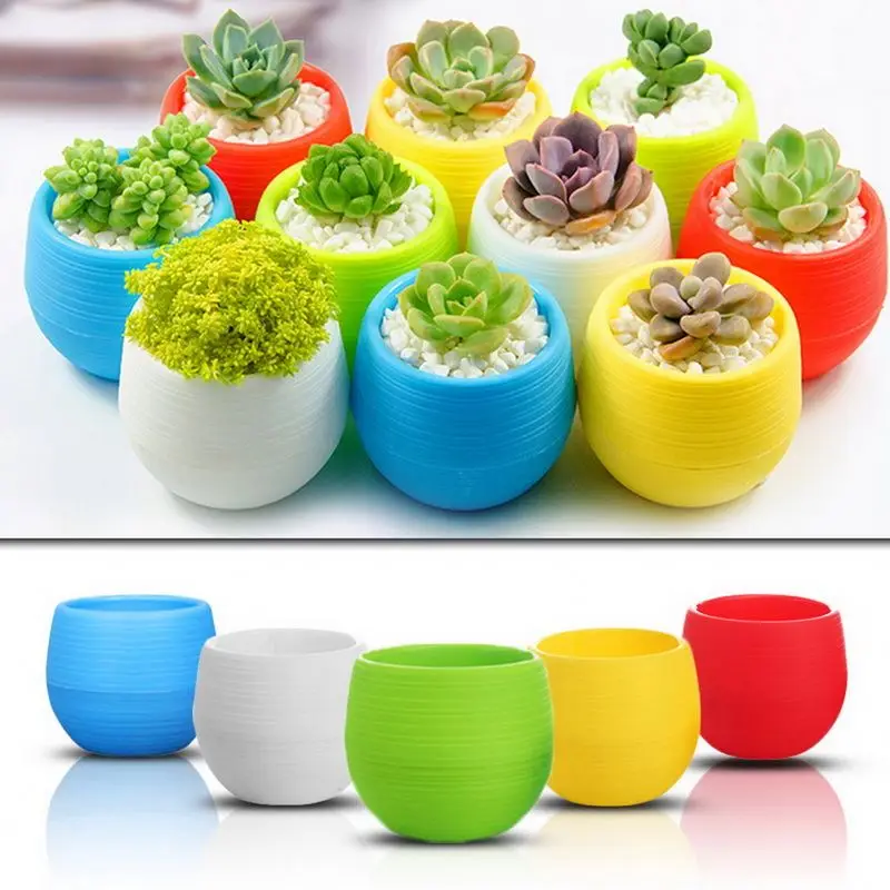 

Best selling Colorful Plastic Round Flower Pots For Plant Indoor Home Office Garden Balcony Succulents Plants Desktop Small Pots, Green/white/blue/red/yellow