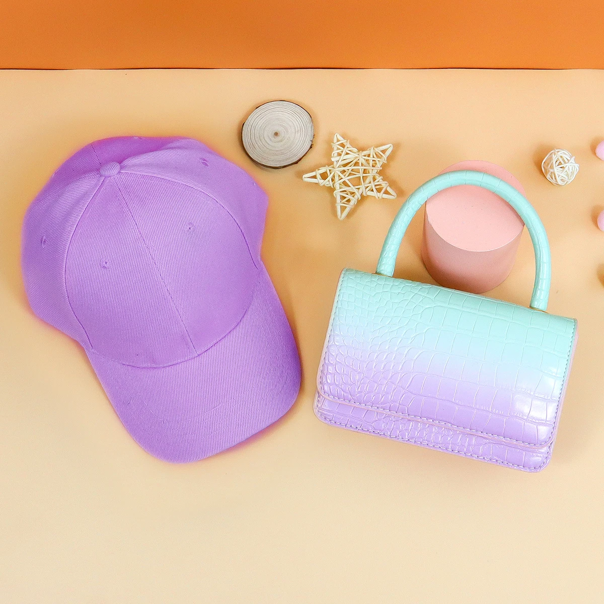 

Fashion beautiful cross body bag ladies jelly purse and hat set handbag for women two piece sets, 8 colors