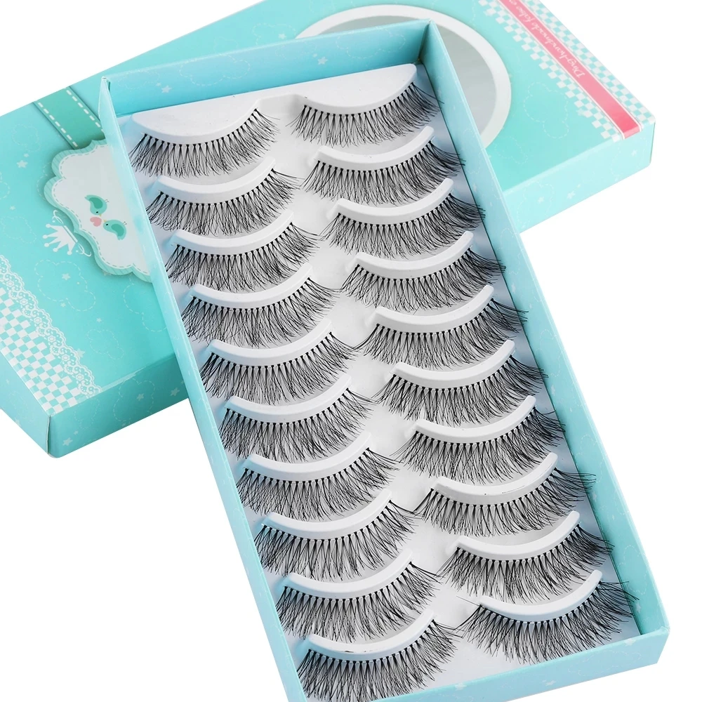 

10Pairs Natural False Eyelashes Fake Lashes Wispy Thick Long Crisscross Lashes Extension Handmade Eyelash Eyes Makeup