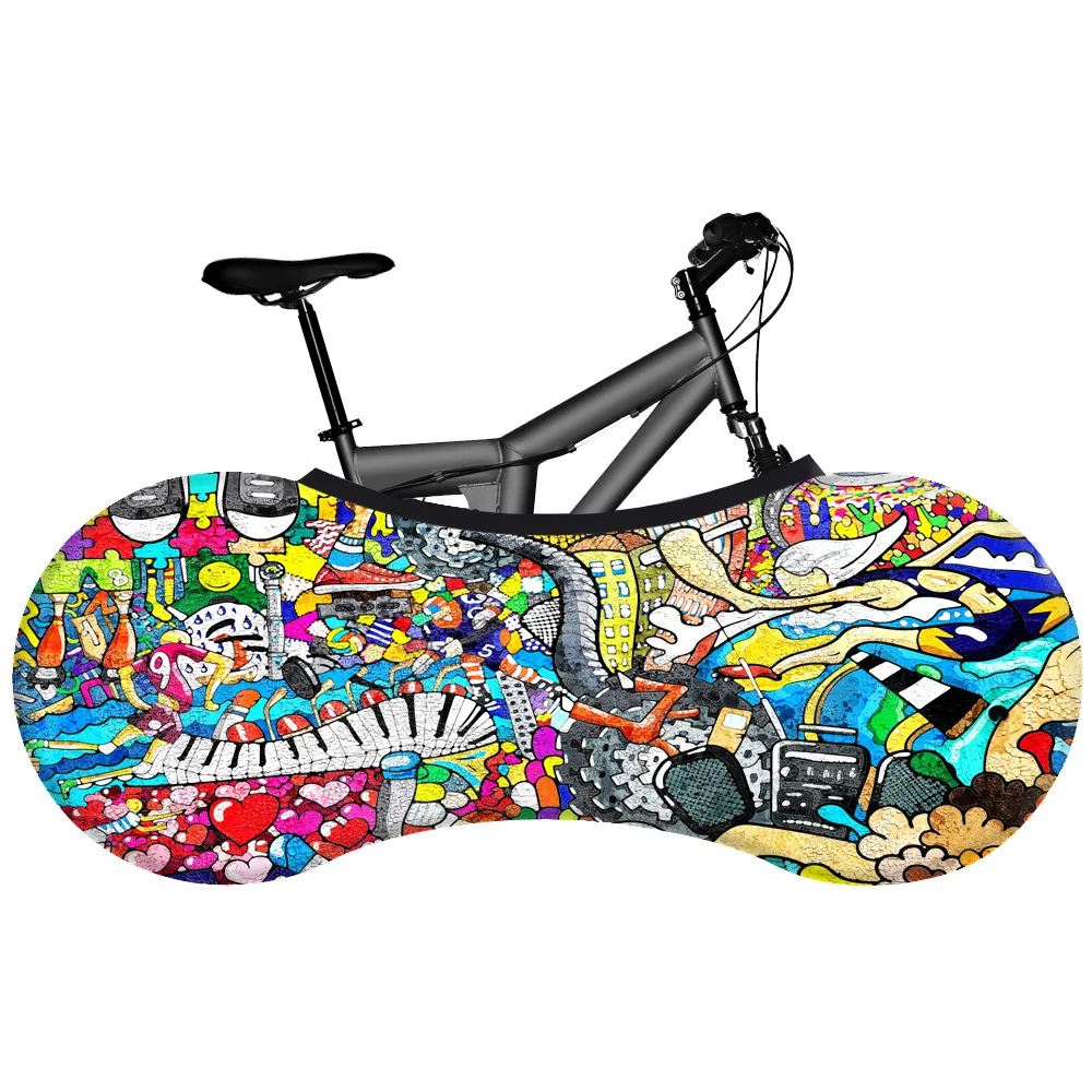 

Washable Bicycle Wheel Cover Anti-dust Bike Indoor Storage Bag Scratch-Proof Graffiti Series High Elastic