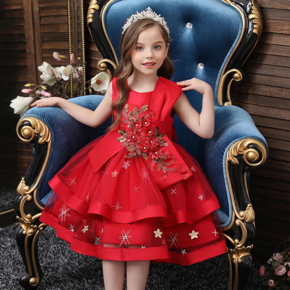 

Western style sequin dress embroidered temperament girl model catwalk show dress baby girl prom costume