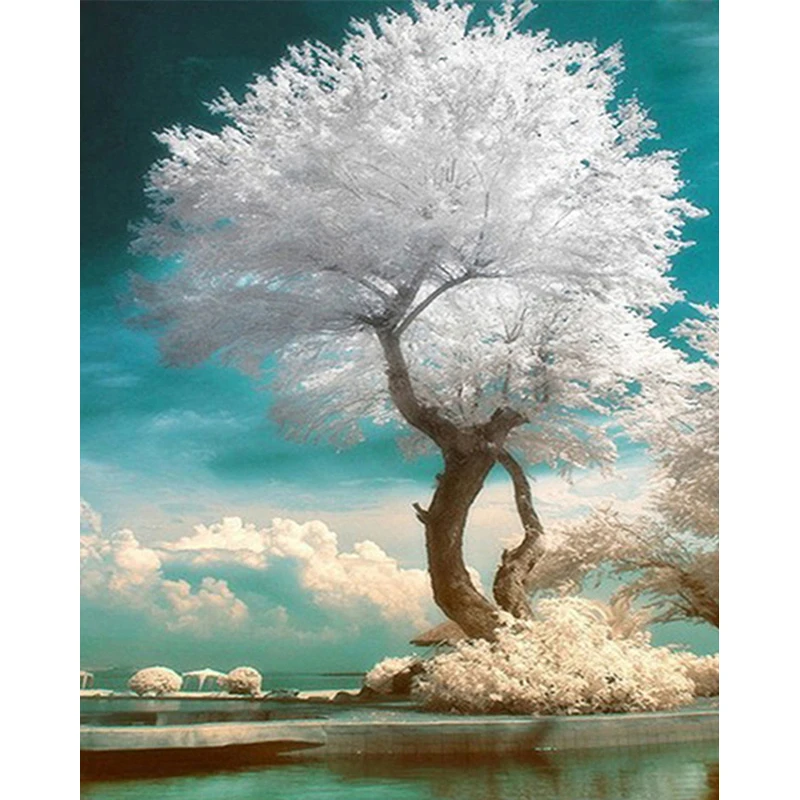 

HUACAN Factory Custom Full Drill Tree Diamond Painting Landscape 5D DIY Hot selling Embroidery Pop Art for Adults and Kids