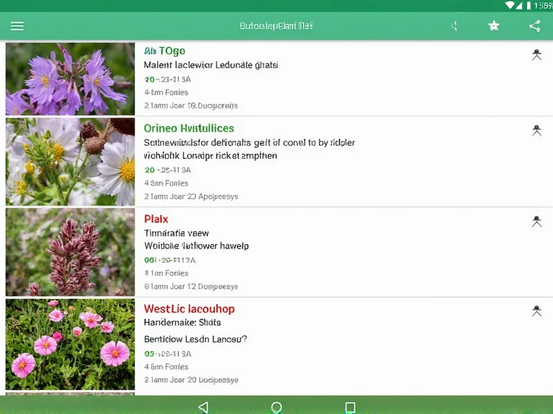 PlantNet app interface showing wildflower identification results with scientific classification