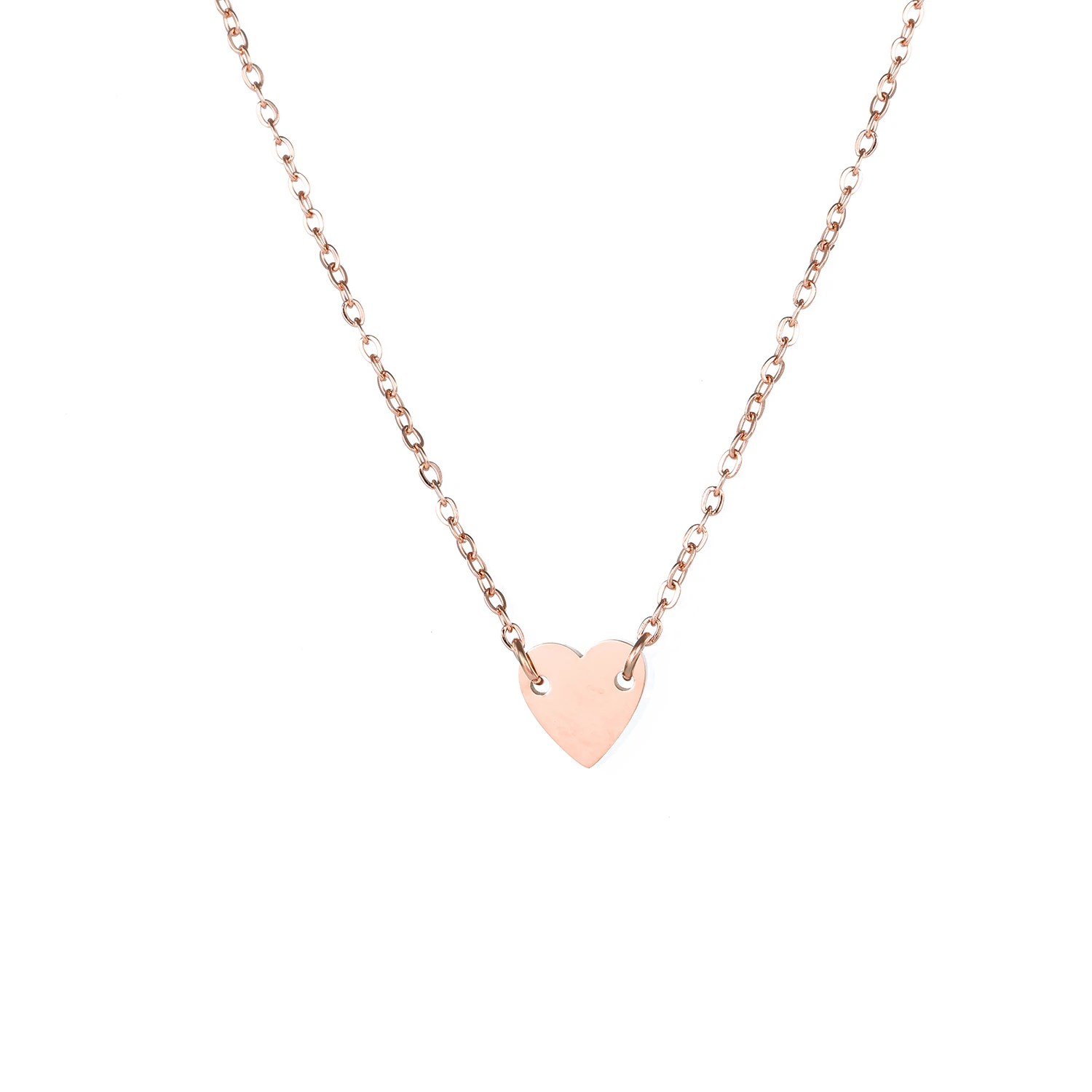 

Ins Style Jewelry Stainless Steel Heart Charm Pendant Dainty Love Choker Heart Necklace for Valentine Gift, Gold/silver/rose gold