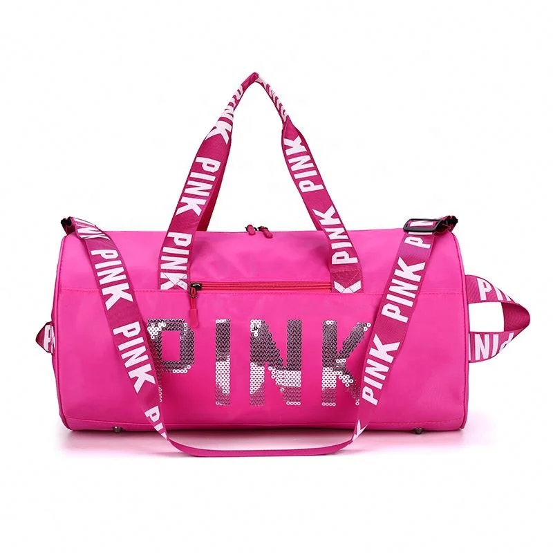 

Large Capacity 14 Color Pink Duffle Bag Travel Fashion Women Glitter, Customized color