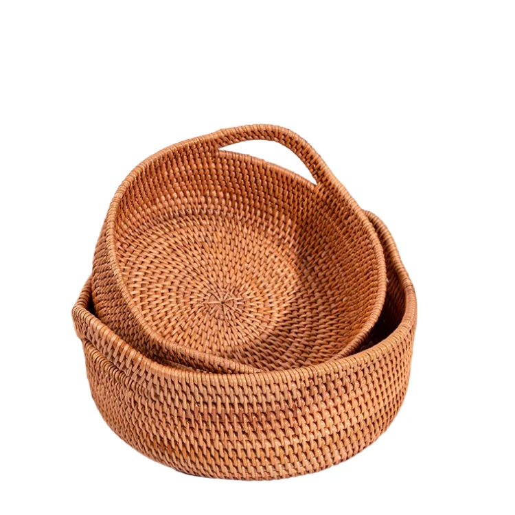 

Rattan Handmade Fruit and Vegetable Woven Handcraft Wicker Food Serving Tray Storage Basket