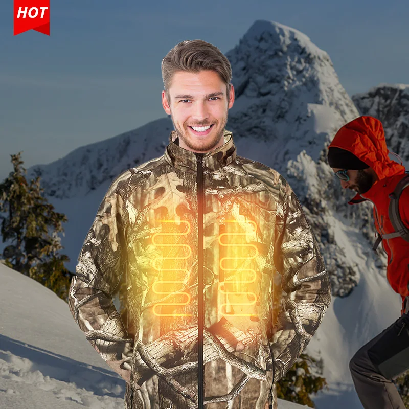 

Best Selling Winter Waterproof Windproof Hiking Camping Heat Hunt Clothing Camouflage Jacket Men Camo Heated Jacket, Camo brown