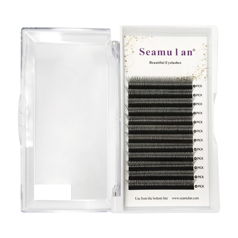 

best seller WW shape individual eyelash extension lash vendor supply custom package, Matt black