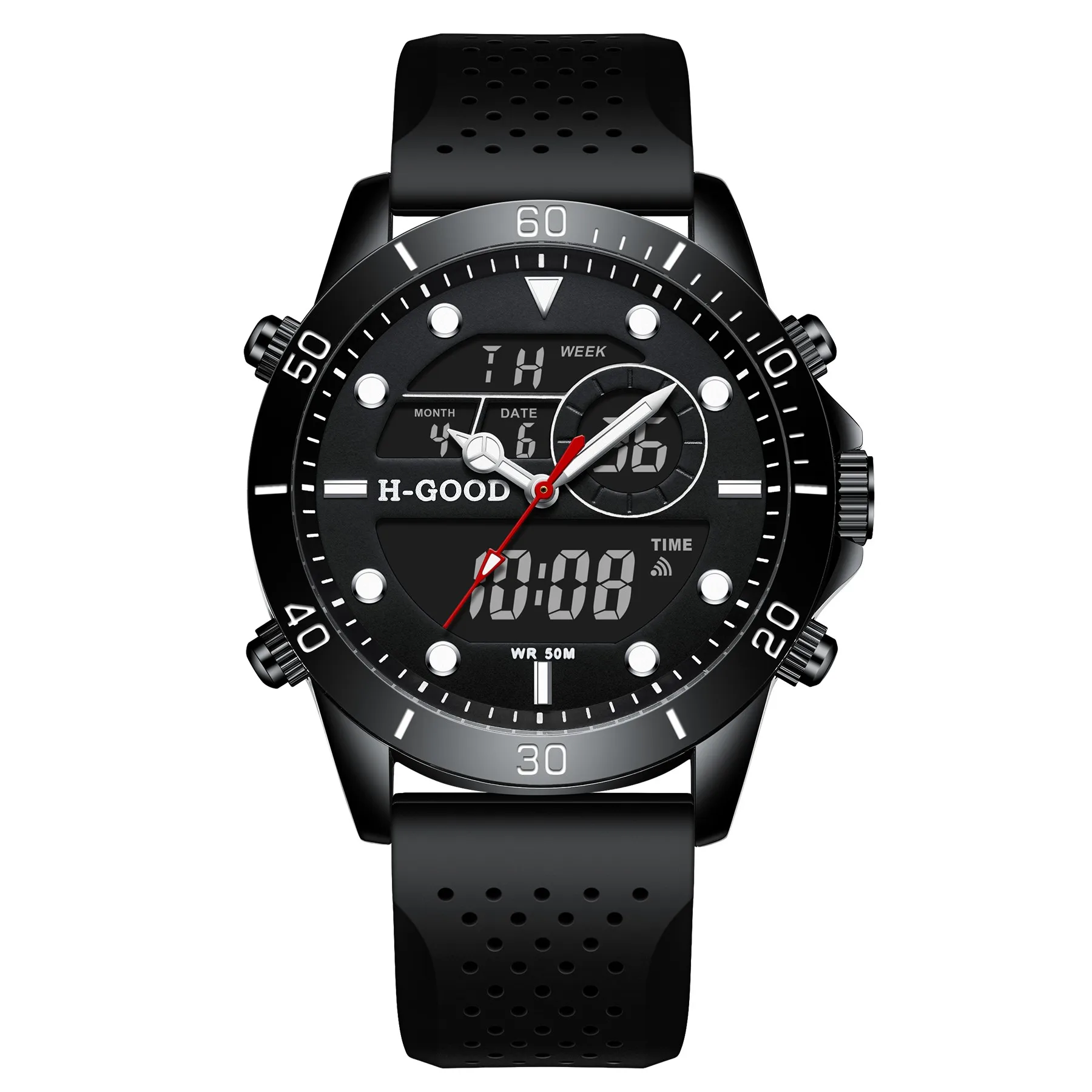 

H-GOOD TK-0003 Men Quartz+Digital Movement Watch Men'S Led Digital Clock Waterproof Watch, 3 colors