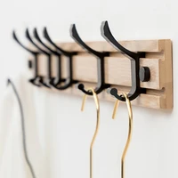 

Adhesive Hanger Creative Metal Towel Key Mount Coat Wooden Wall Hook For Living Room