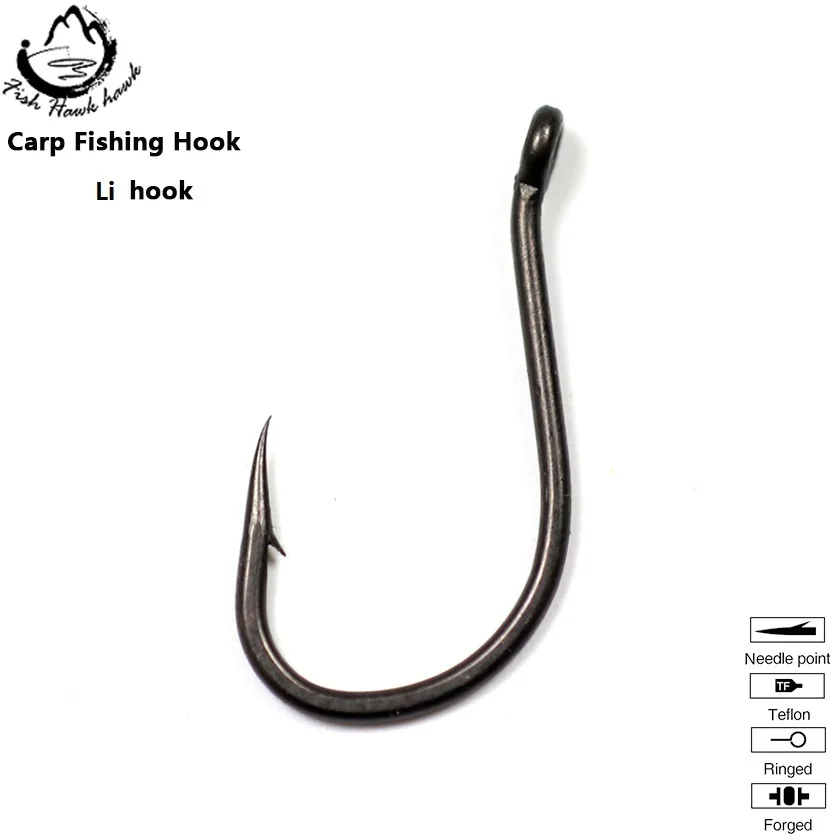 

High Quality TEFLONG COATING carbon steel Carp fishing hook with Li hook made in japan, Black