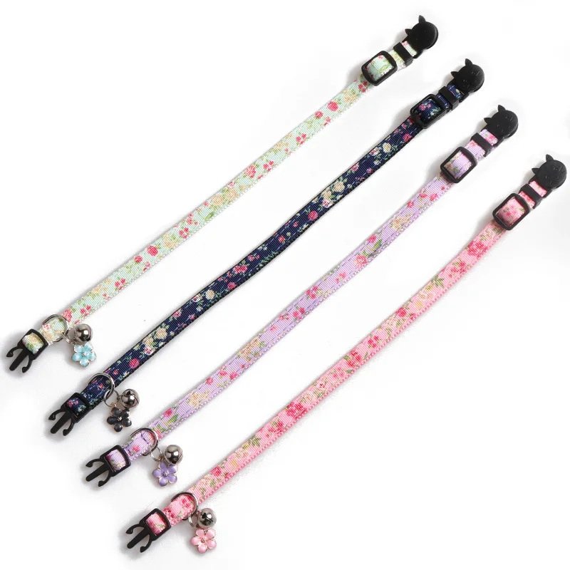 

Multicolor Pattern Collar Para Perros Adjustable Polyester Pet Puppy Collars For Dogs Cat With Bells