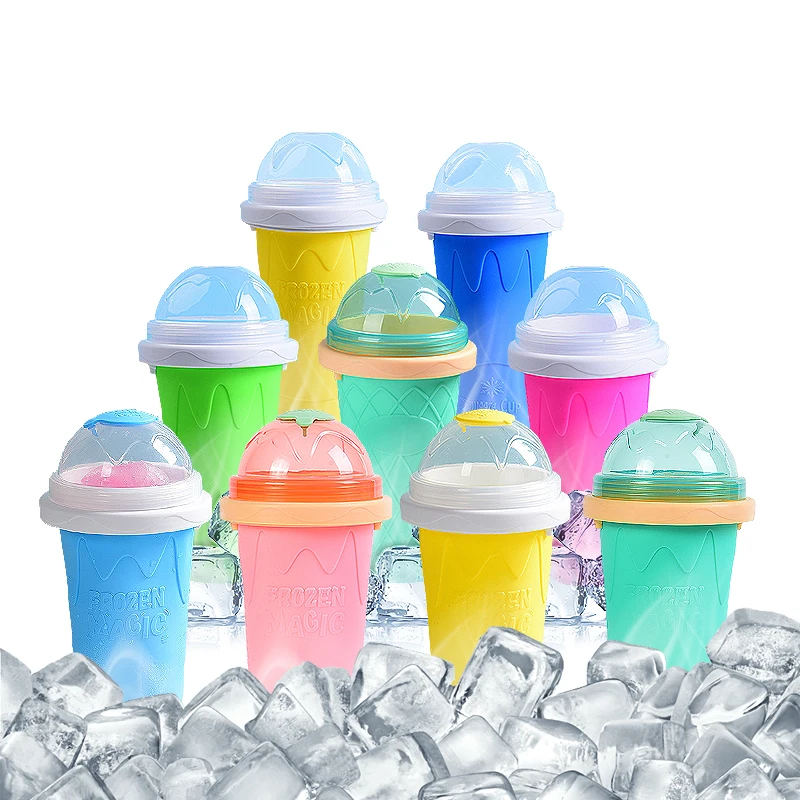 

Silicone factory direct sales maker frozen slushie squeeze silicone slushy maker cup magic slushy cup