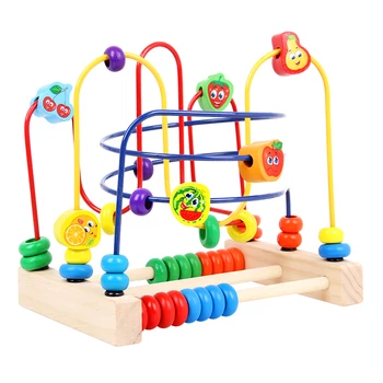 Wooden Big Round Educational String Beads Circle Toy For Toddlers - Buy ...