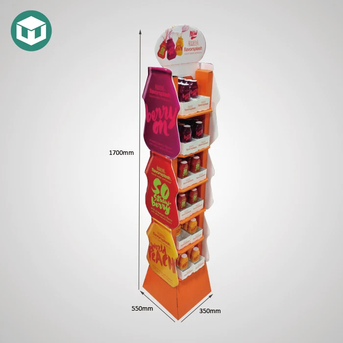 Hot Sale Corrugated Cardboard Food Floor Display Stand For Supermarket