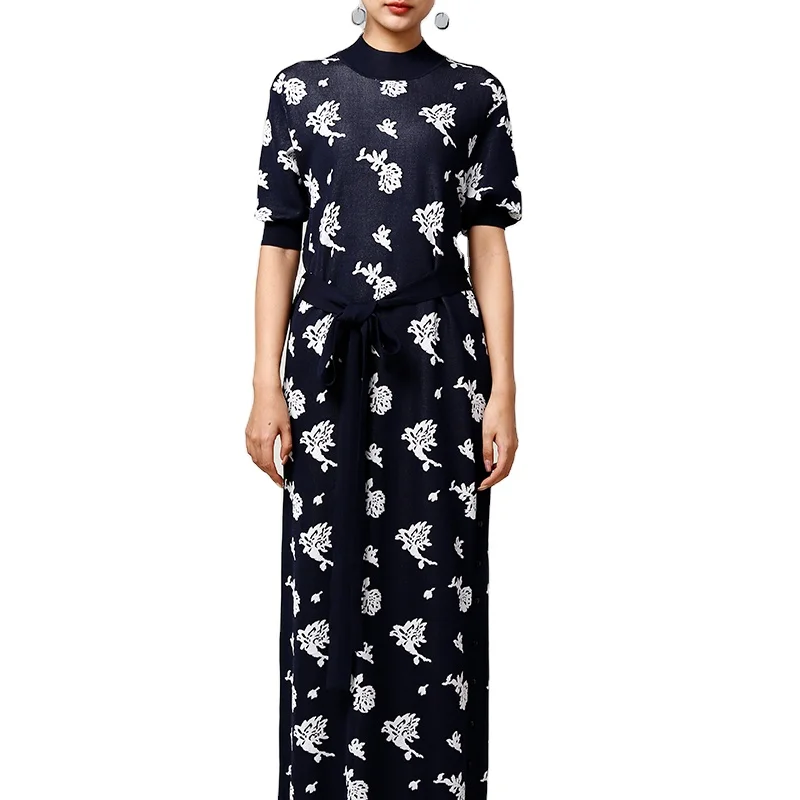 

Wholesale Price Spring Fall Fashion Ladies Office Pure Silk Elegant Long Knit Women's Sweater Dress