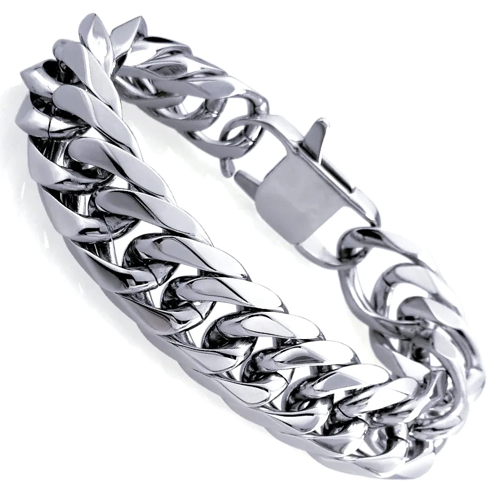 

2022 Mens Hip Hop Heavy Cuban 316L Surgical Stainless Steel Jewelry Chain Bracelet Titanium Steel Statement Bangles