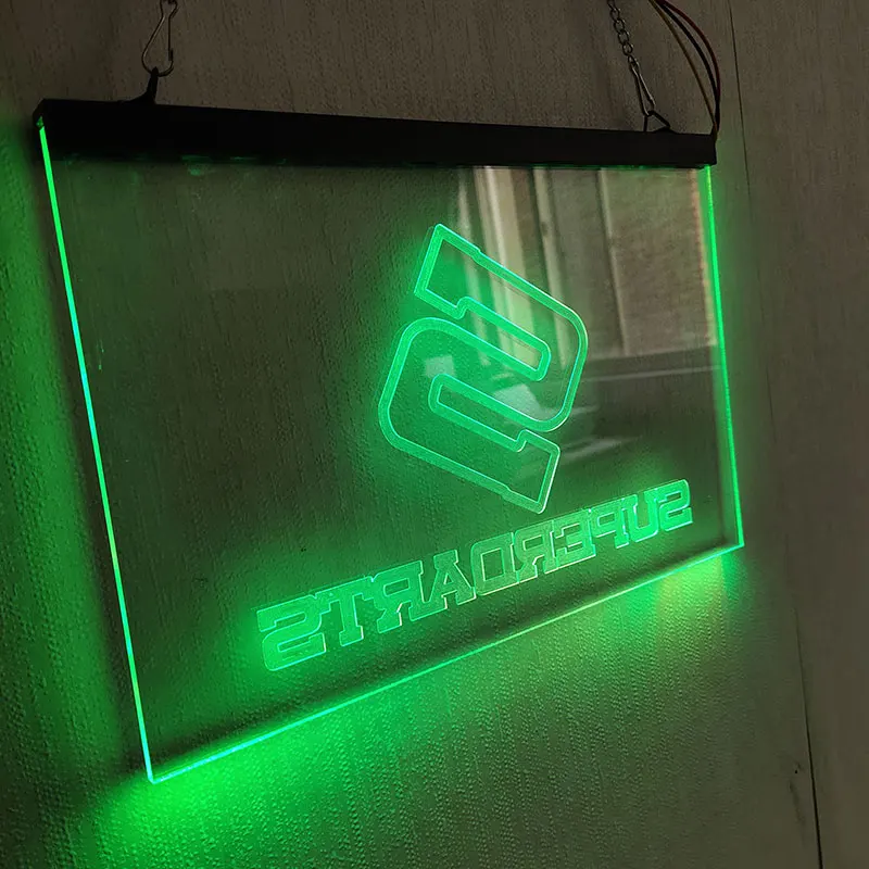 Hanging Led Laser Cut Embossed 3d Acrylic Lighted Signs Edge Lit Sign