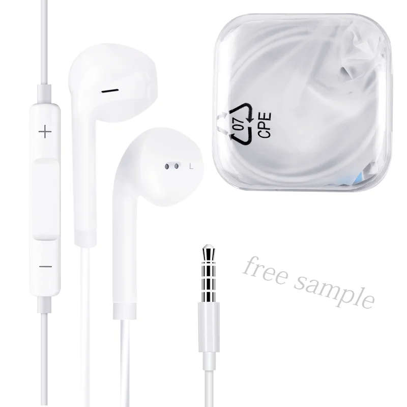 

promotion high quality TPE 3.5mm wired with mic original in ear earphone under $1, White