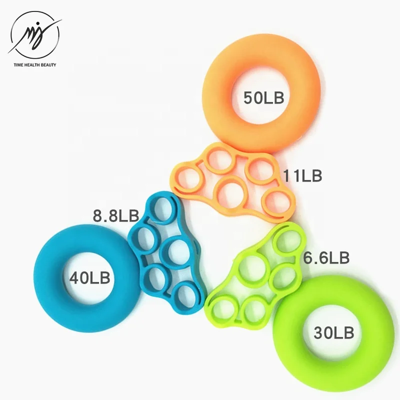 

26 LB 100% silicone finger exercise rings, Army green ,pink,yellow,purple