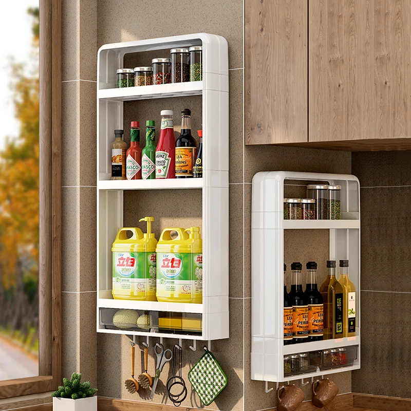 

Three Tier Wall Hanging Spice Bottle Condiment Salad Dressing Kitchen Storage Rack Shelf