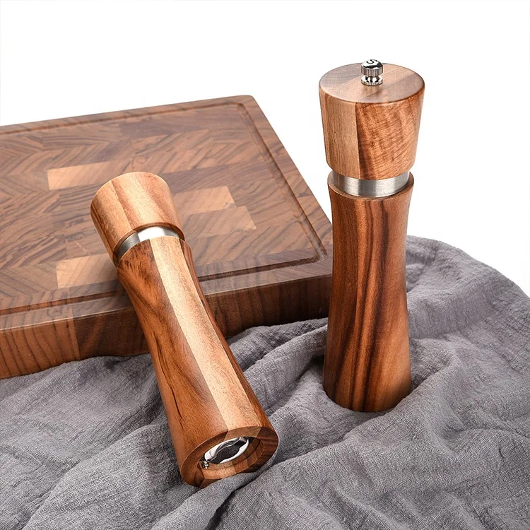 

Tableware Gifts Acacia wood salt and pepper shaker mill kit Manual with Adjustable Coarseness, Any pantone color