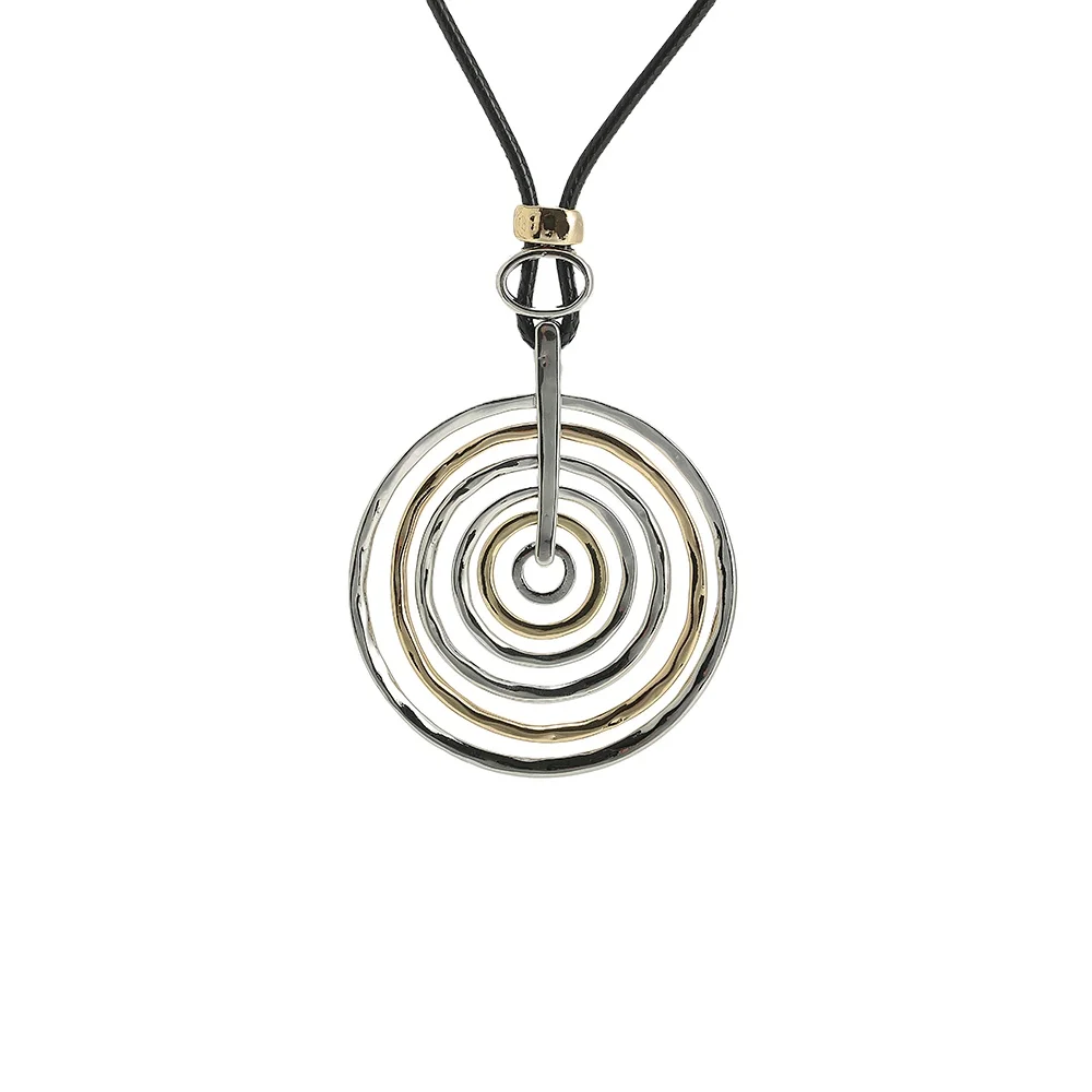

Amazon 2021 hot multi-layer geometric round mixed color long necklace ladies alloy rope long necklace sweater chain jewelry
