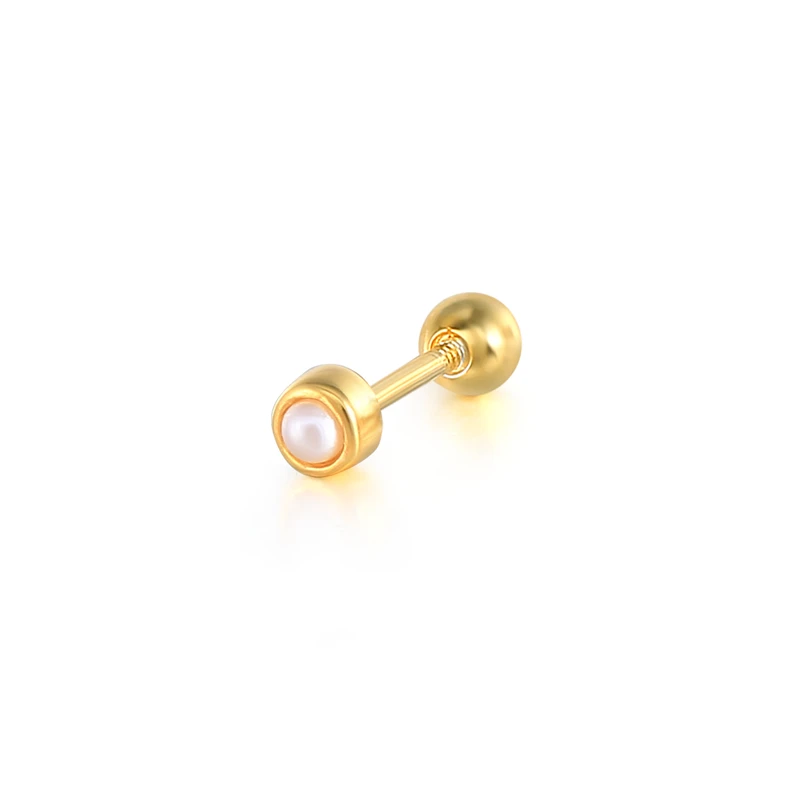 

ROXI Single Pearl Light Luxury S925 Sterling Silver INS Mini Pearl Piercing Earrings, Gold color