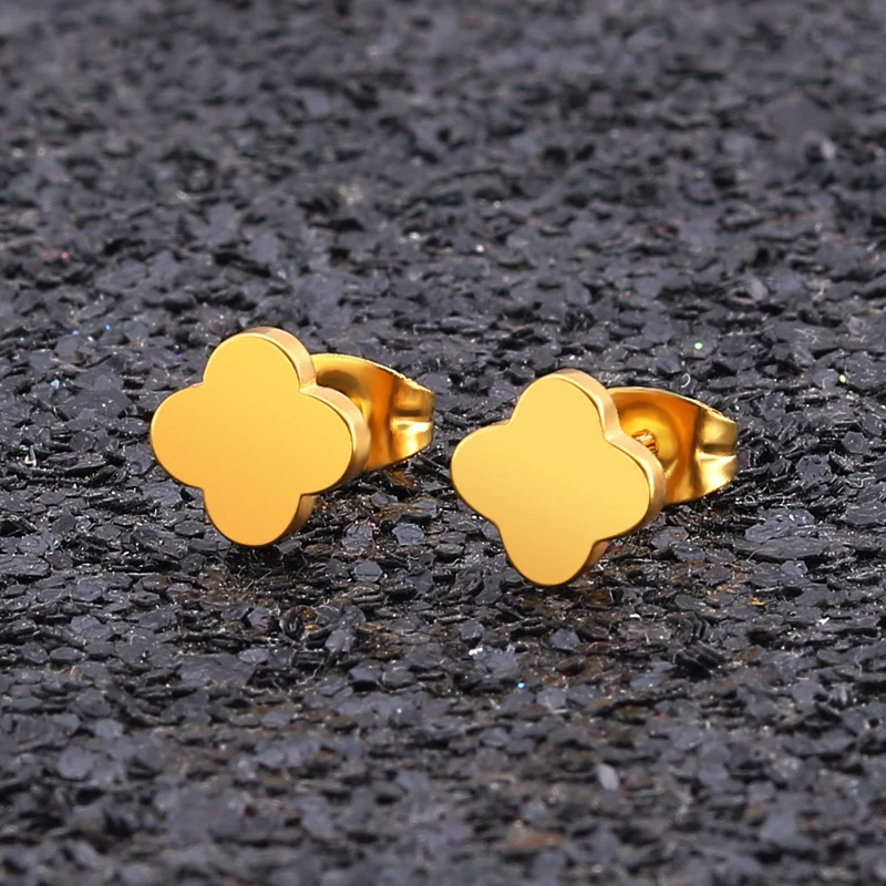 

Stainless steel fashion lucky four-leaf clover earrings female flower geometric earrings small earrings wholesale, Colorful
