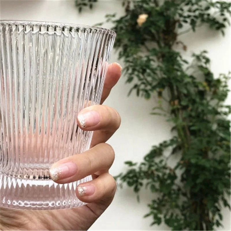 

New Arrive Eco-Friendly Striped Thicken Simple Beer Cup, Transparent/gold