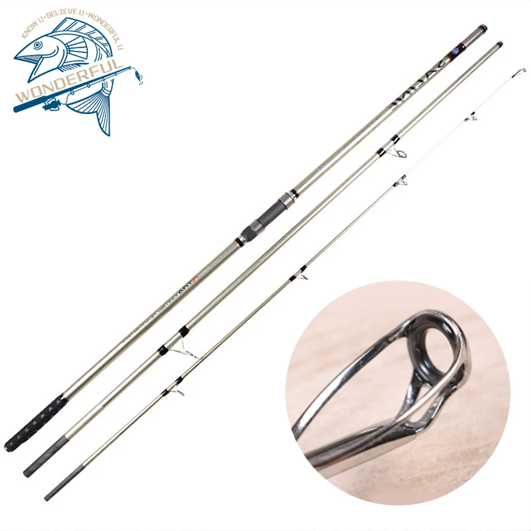 

Wholesale 4.2m 4.5m 3 Sections Super Hard Fuji Accessories Beach Carbon Distance Throwing Surf Fishing Rod, 1colors