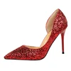 2019 Designer wedding shoes 42 43 big size multicolor sequins ladies high heel