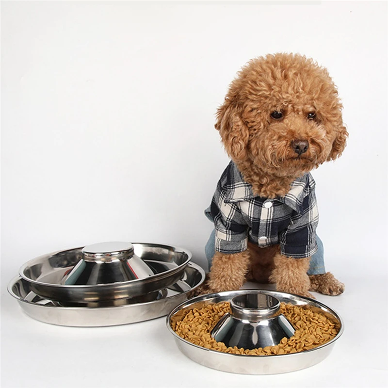 

Stainless Steel Pet Bowl Small Dogs Slow Down Eating Bowls Prevent Obesity Pets Feeding Food Drinking Water Dishes Puppy Feeder, Picture